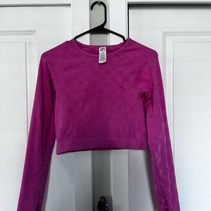 Hot pink cropped workout shirt